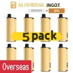 Alibarbar Ingot 9000 puffs DTL version-5 pack Multiple flavors(Ship from oversea)
